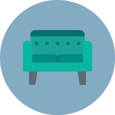 Sofa Simgesi, Basit Renk Vektörü İllüstrasyonu