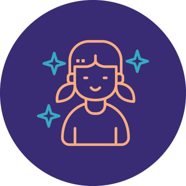 Yıldızlı kadın. Web simgesi basit illüstrasyon