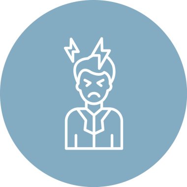 Kızgın adam ikonu. Beyaz arkaplanda izole edilmiş web tasarımı için insan başı vektör simgesi