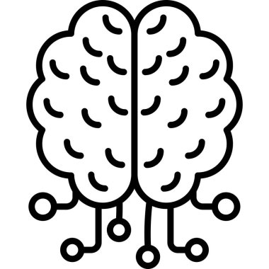 Beyin zihin simgesi dış hatlar biçiminde
