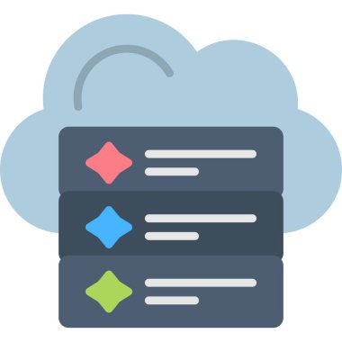 Düz biçimli bulut veri sunucusu simgesi