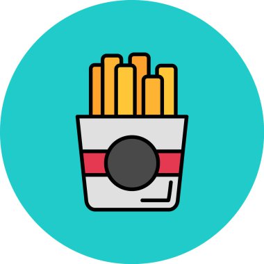 Patates kızartması ana hatlı vektör simgesi tasarımı