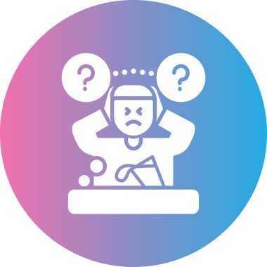 Dizüstü bilgisayarı ve soru işareti olan bir adamın vektör çizimi