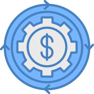 Dolu taslak biçiminde iş vitesi dolar simgesi