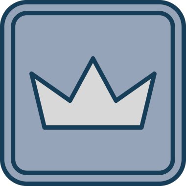 İş setindeki taç ikonu. bu düz vektör sembolü çizilmiş ve mavi renk, yuvarlak açılar, gri arkaplan.