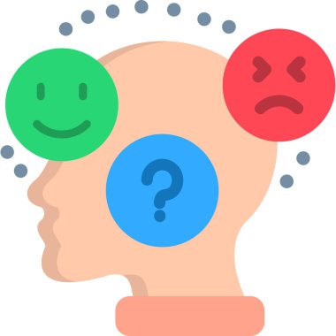 Soru işaretli üzgün yüz, vektör illüstrasyonu