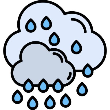 Yağmurlu bulutlar ve yağmur damlaları vektör çizimi
