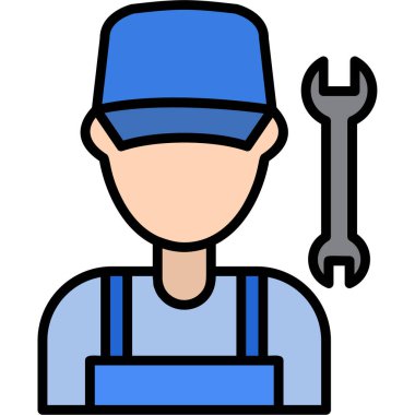 Tesisatçı ikonu. Web için tesisatçı vektör simgelerinin özet çizimi