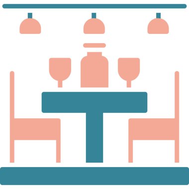 Akşam yemeği ikonu, ana hatlarıyla dolu.