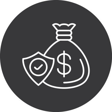 Para ikonlu bir dolar çantası. vektör illüstrasyonu