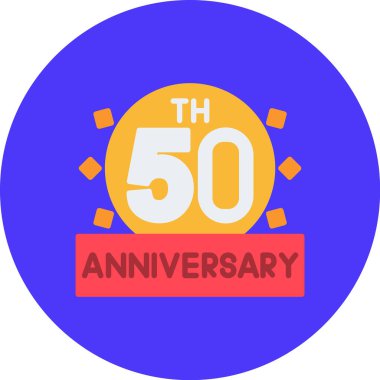 50. yıldönümü kutlama rozeti logosu tasarımı şablonu