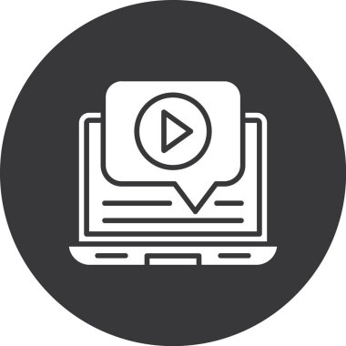 ok simgesine sahip video oynatıcı, satır ve katı biçim, vektör