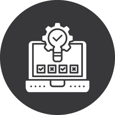 Dizüstü bilgisayar simgesiyle kontrol listesi. vektör illüstrasyonu