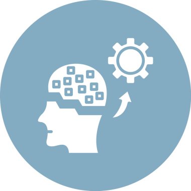 Beyin vitesi vektör çift renkli yuvarlak simge. Dairedeki düz simge simgesi için resim biçimi, yumuşak mavi renkler, beyaz arkaplan