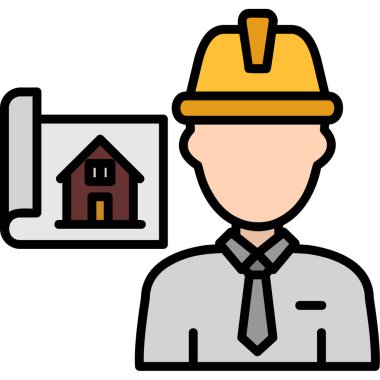 İnşaat mühendisi simgesi - taslak biçimi