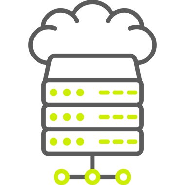 Bulut sunucusu simgesi. Web için bulut vektör simgelerinin özet çizimi