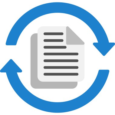 Vektör simgesini tazele. biçim iki renkli düz simge, mavi ve gri renkler, yuvarlak arkaplan, beyaz arkaplan