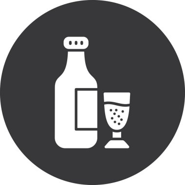 Bir şişe şampanya, vektör illüstrasyon.