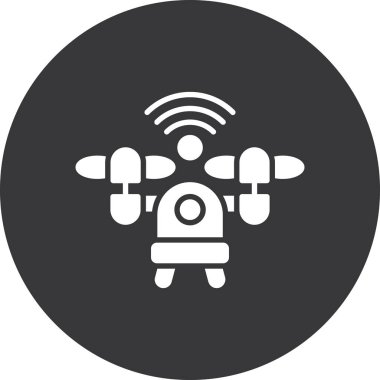 İHA uçan ikonu. Web için İHA vektör simgesinin basit illüstrasyonu