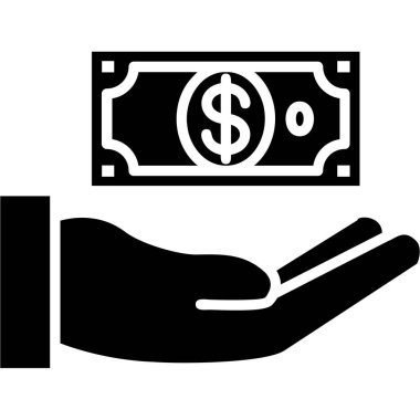 Para çantası glif vektör simgesi