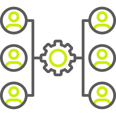 hiyerarşi vektör simgesi. biçim iki renkli düz sembol, eko yeşil ve gri renkler, yuvarlak açılar, beyaz arkaplan.