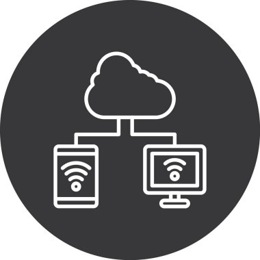 bulut hesaplama vektör çizgisi simgesi, işaret, illüstrasyon, sembol, düzenlenebilir vuruşlar