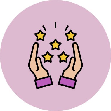 Yıldızlı eller simge renk ana hatları vektörü