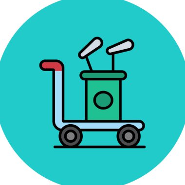 Beyaz arka planda yeşil çizgi el arabası simgesi izole edildi. Çevre ekipmanları. Tarım arabası tekerlek çiftliği. vektör illüstrasyonu.