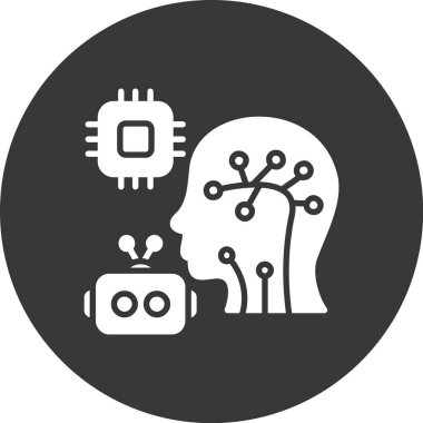 Yapay zeka ikonu. Web için robot vektör simgelerinin basit çizimi