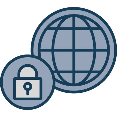 İnternet güvenlik simgesi. Web tasarımı için basit güvenlik vektör simgeleri çizimi