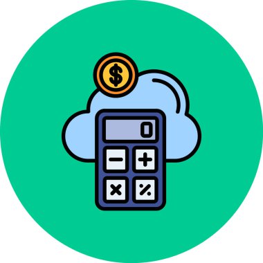 Bulut hesaplama simgesi. anahat bulut hesaplama vektör rengi düz izole