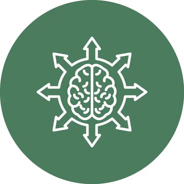 Beyin Simgesi, Basit Renk Vektörü İllüstrasyonu