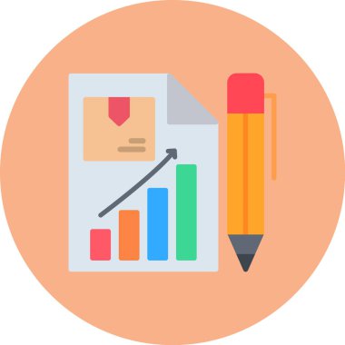 Rapor Simgesi, Basit Renk Vektörü İllüstrasyonu