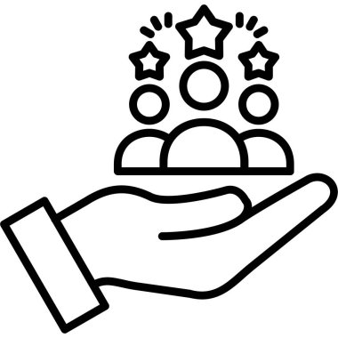 Sihirli top simgesi ile el, taslak biçimi