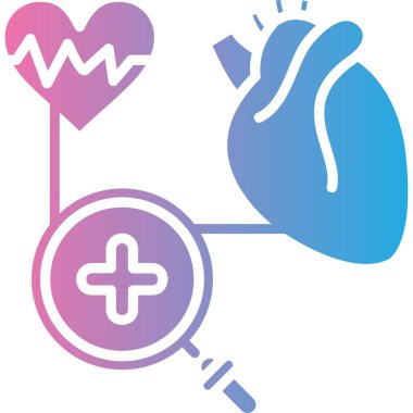 kardiyografili kalp, vektör çizimi, illüstrasyon, vektör, izole edilmiş