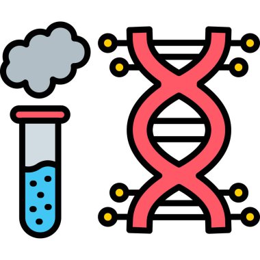 DNA bilimi ikonu. web için DNA ve mikroskop vektör simgeleri