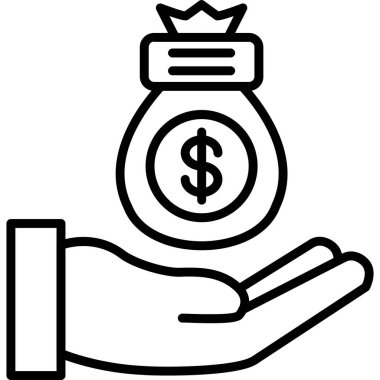 çanta para dolar simgesi taslak biçimi