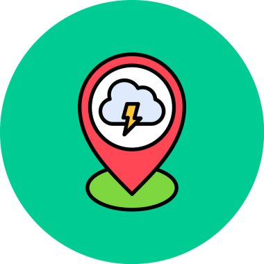 Harita iğnesinde yıldırım simgesi var. vektör