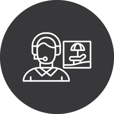 Seyahat Temsilcisi Simgesi, Basit Renk Vektörü İllüstrasyonu