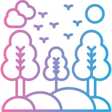 Yapraklı ağaçlar ve bulut vektör çizimi