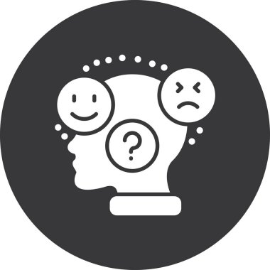 beyaz arkaplanda izole edilmiş basit bir şekilde düşünme simgesi.