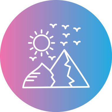 Güneş ve doğa ikonunun vektör illüstrasyonu