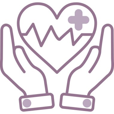 kalp bakımı elleri taslak biçiminde simge