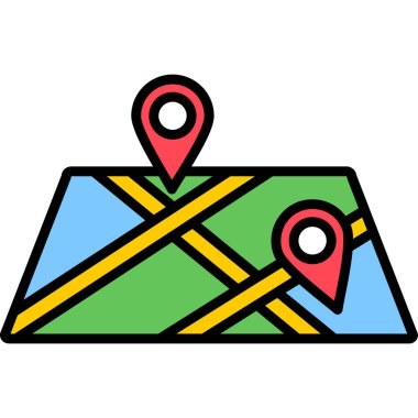 harita konum vektör renk simgesi