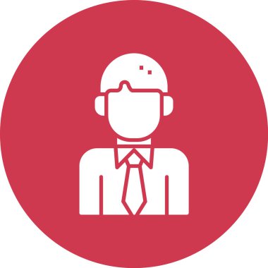 Şapka ve kravat çizgisi ikonu, vektör ve illüstrasyon, dış hat işareti, beyaz yuvarlak arka planda kırmızı çizgi ikonu, eps 1