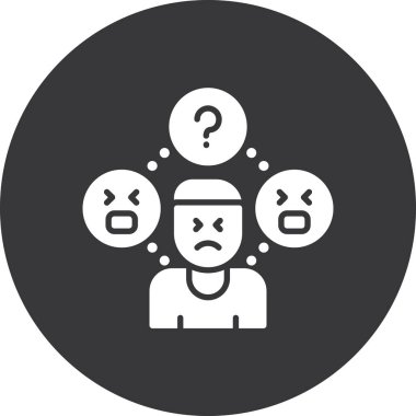 Soru işareti, vektör simgesi olan üzgün kişi