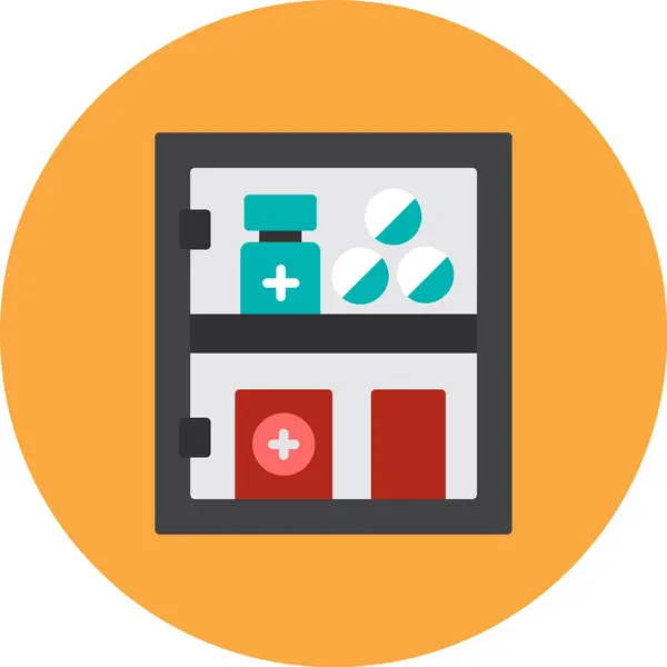 İlaç Dolabı Simgesi, Basit Renk Vektörü İllüstrasyonu