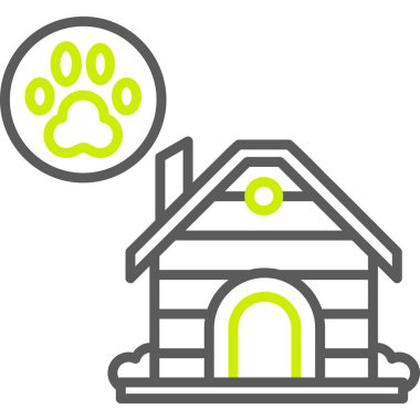 Hayvan evi çizgisi simgesi, hayvan evi konsepti, hayvan evi tabelası, beyaz arka planda köpek evi tabelası, web konsepti için evcil hayvan evi simgesi