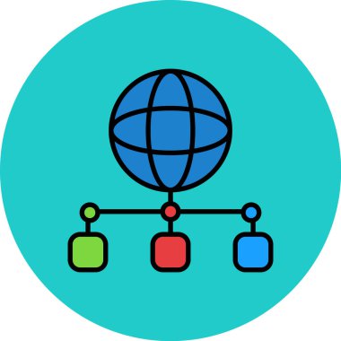 beyaz arkaplanda izole edilmiş genel ağ simgesi ve vektör illüstrasyonu