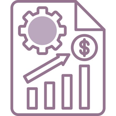 Finansal büyüme ikonu. vektör biçimi yuvarlak açılı düz ikonik sembol, mor renk, beyaz arkaplan.